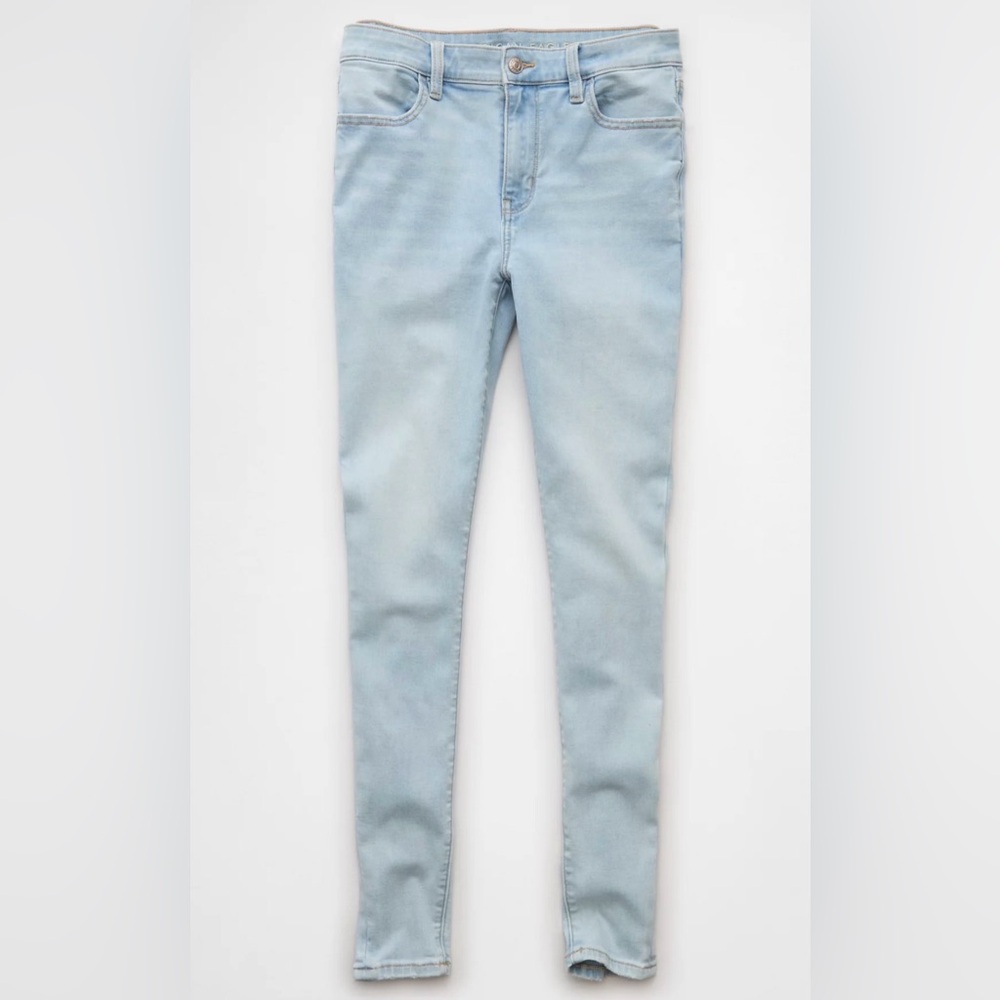 American Eagle Light Wash Skinny Jeans AE Next Level High-waisted 10 Short - Picture 3 of 10